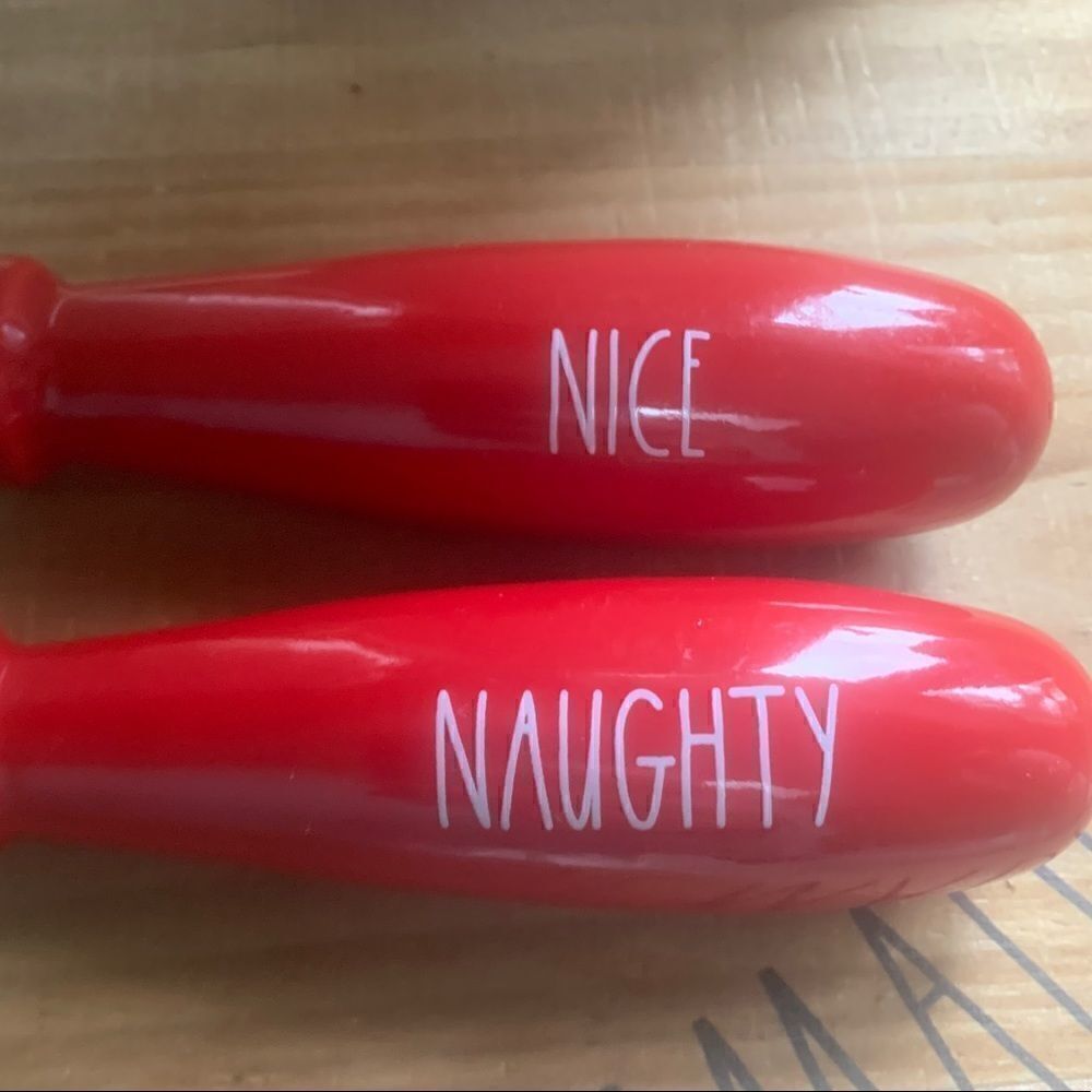 Rae Dunn Artisan Collection Serving Spoons Red Handles Naughty Nice